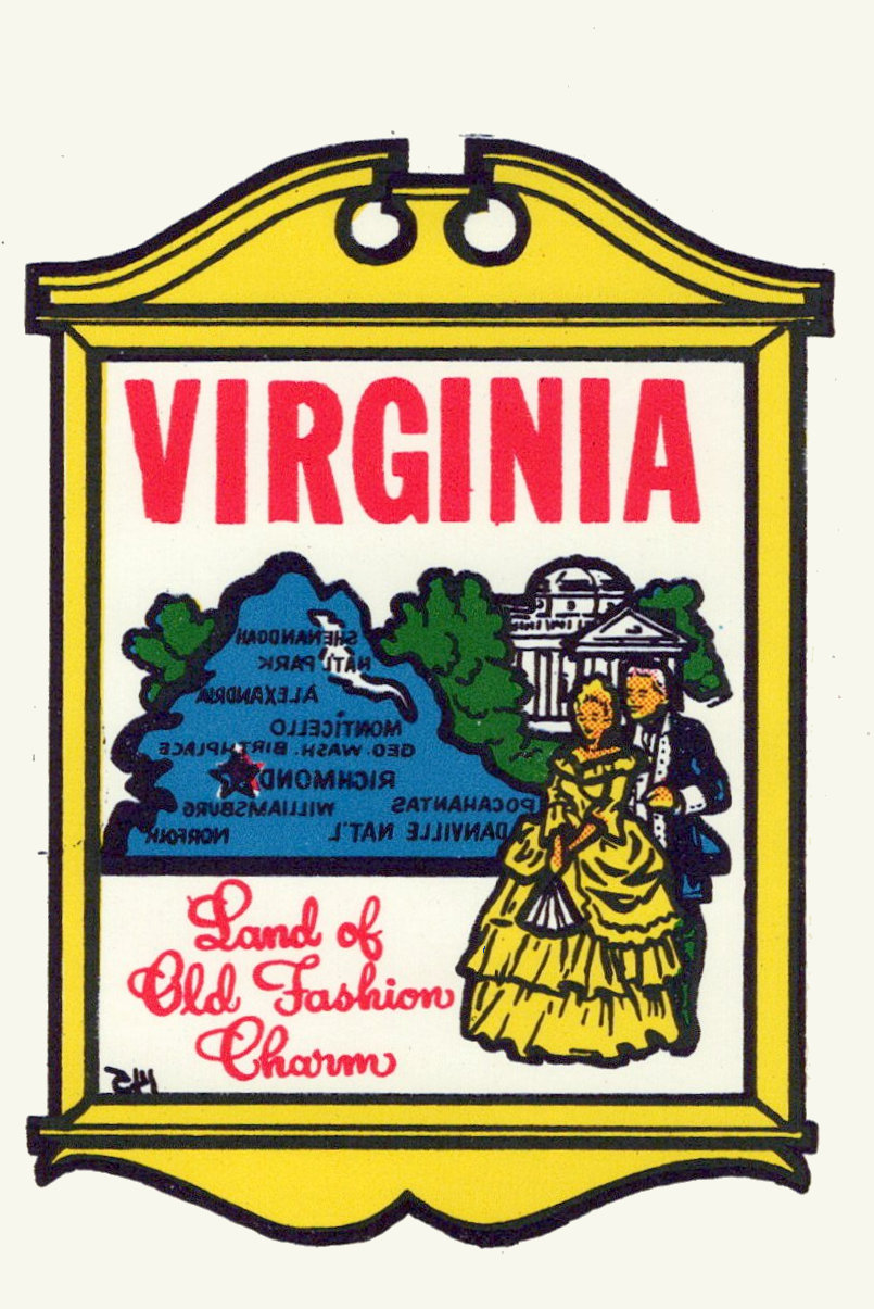 (image for) Virginia (5) Land of Old Fashioned Charm Vintage Vacation Sticker